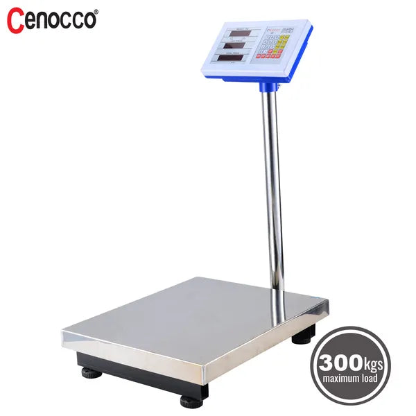 Digitális rozsdamentes acél platformmérleg 300 kg-ig, akkumulátoros