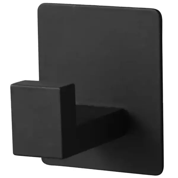 4 db fekete öntapadós rozsdamentes acél fürdőszobai fali akasztó, 4,5×4,5 cm