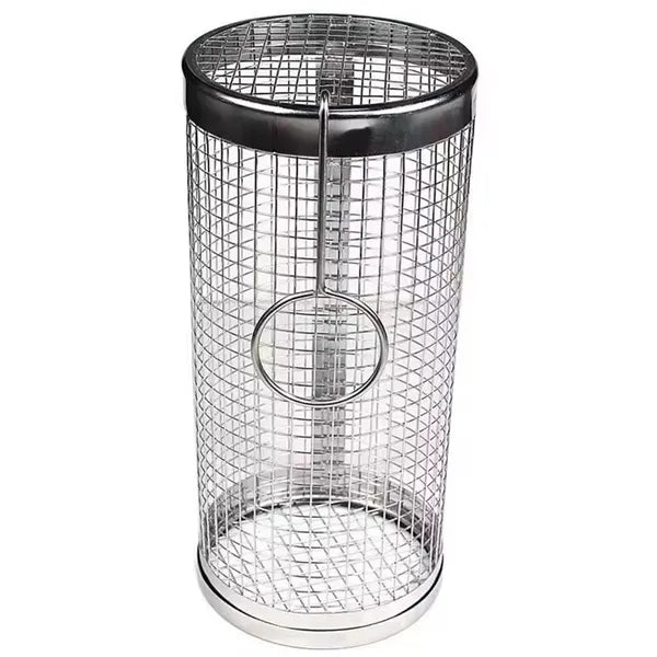 Zárható rozsdamentes acél grillkosár, 30 cm, zöldséghez és halhoz