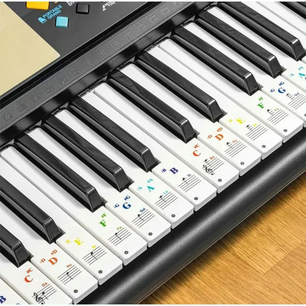 Zongora és keyboard billentyű matrica készlet, 56 db, C-dúr, színes