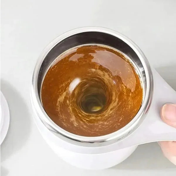 Önkeverő bögre, 380 ml, fehér-szürke, rozsdamentes acél belső