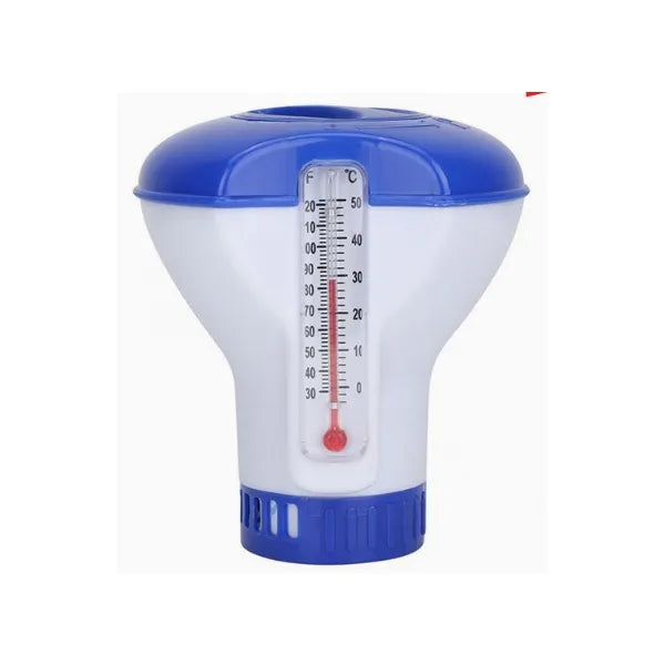 Medencei úszó klóradagoló hőmérővel, ABS, 20 g tablettához, 12 cm