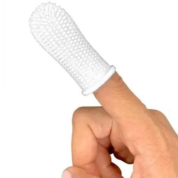 Átlátszó szilikon ujjra húzható kutya-macska fogkefe, 5 cm