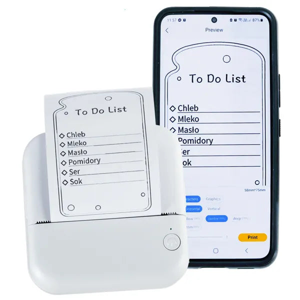 Kék hordozható mini bluetooth hőnyomtató fotókhoz és címkékhez, 57 mm