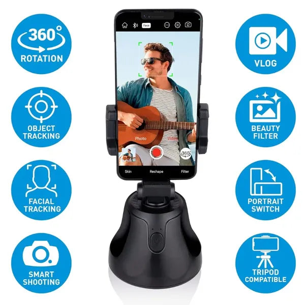 360° forgó arckövető Bluetooth telefonállvány vloggereknek, 56–100 mm