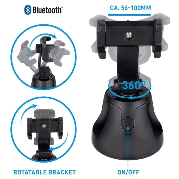 360° forgó arckövető Bluetooth telefonállvány vloggereknek, 56–100 mm