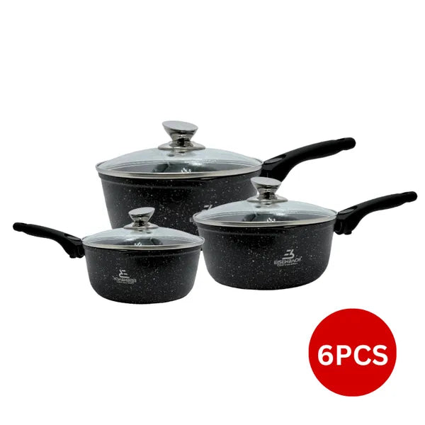 3 részes márványbevonatú lábas szett 16-20 cm, indukciós, levehető nyél