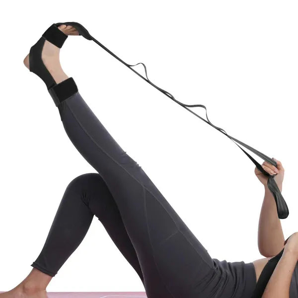Állítható lábizom-nyújtó heveder, 155 cm, 7 fokozat, fekete-piros