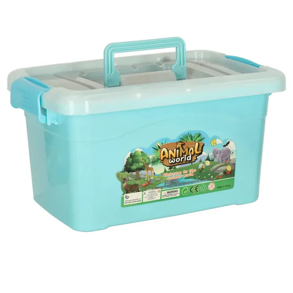 Állatfigurák készlet 59 db – safari és farm gumifigurák dobozban, 3+