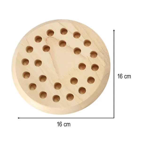 Fa memória társasjáték színes bábukkal és dobókockával, 24 db, Montessori