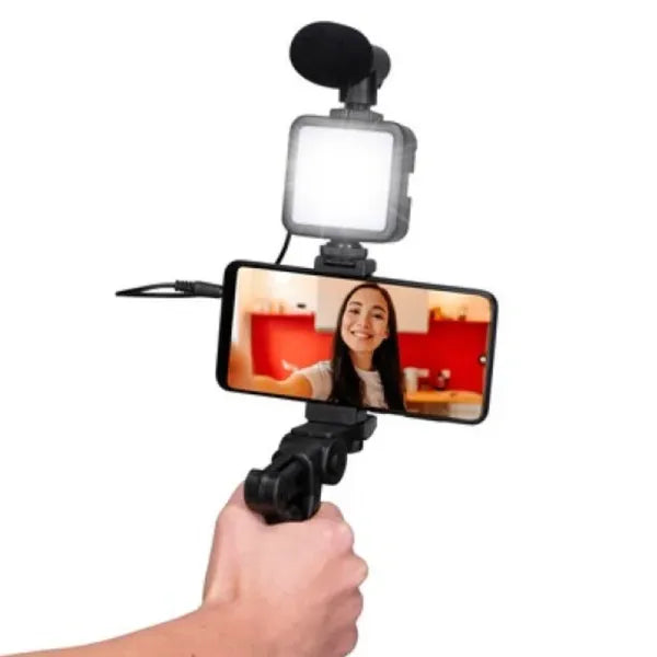 Grundig 3 az 1-ben selfie stúdió vlog szett 49 LED fénnyel, mikrofonnal, tripod