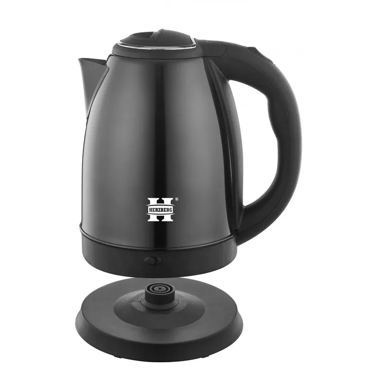Herzberg 1.8L 1500W rozsdamentes acél elektromos vízforraló – fekete (HG-5011BLK)