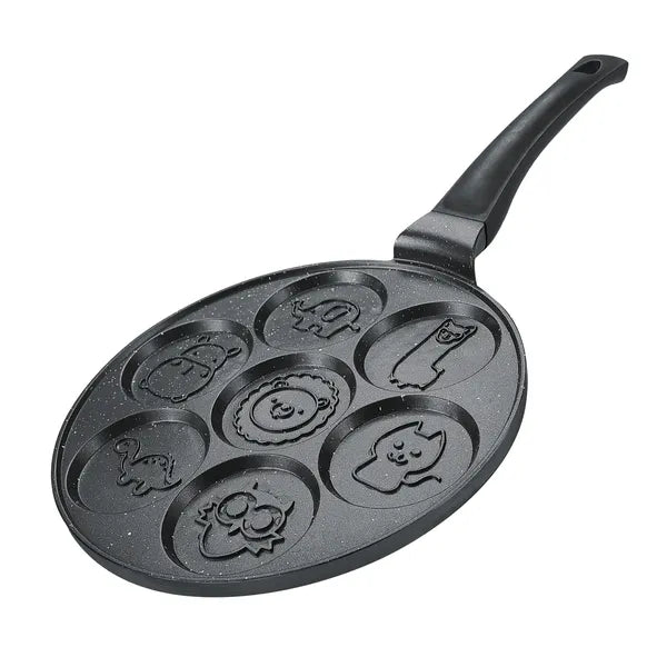 Herzberg 26 cm-es márvány bevonatú palacsinta és crepe sütő, 7 állatos forma