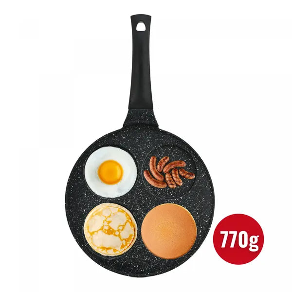 26 cm-es, 4 rekeszes márvány bevonatú, tapadásmentes palacsintasütő