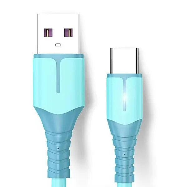 USB-C töltő- és adatkábel 2 m, USB-A–USB-C, LED jelző, 2,1 A, kék