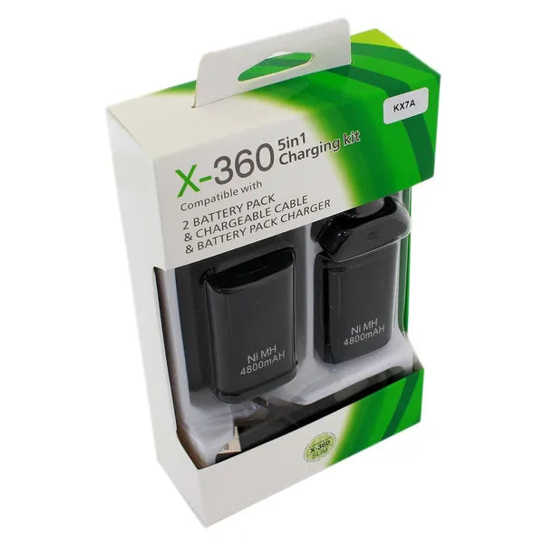 Xbox 360 töltőállomás + Play&Charge kábel, 2×4800 mAh akku, fekete