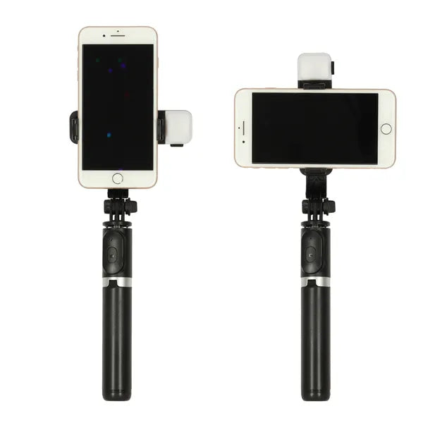 Bluetooth távirányítós LED selfie bot tripod, 105 cm, fekete