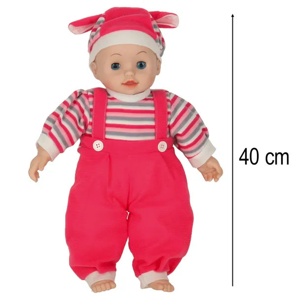 Maja síró-nevető baba 40 cm hanggal, csukódó szemekkel, rózsaszín body