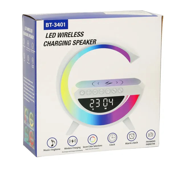 RGB LED asztali lámpa hangszóróval, Qi vezeték nélküli töltővel és ébresztővel