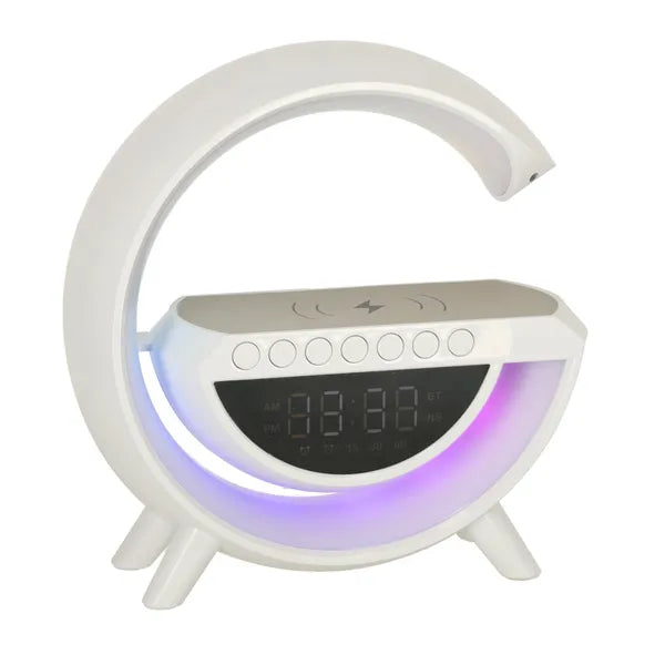 RGB LED asztali lámpa hangszóróval, Qi vezeték nélküli töltővel és ébresztővel