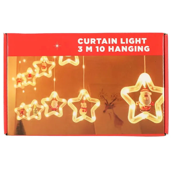 Meleg fehér LED fényfüggöny ablakra, csillag girland, USB 3 m 125 LED IP44