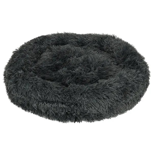 Plüss kutya-macska fekhely, kerek, 60 cm, sötétszürke, csúszásgátló