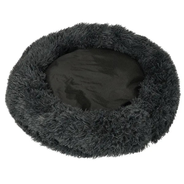 Plüss kutya-macska fekhely, kerek, 60 cm, sötétszürke, csúszásgátló