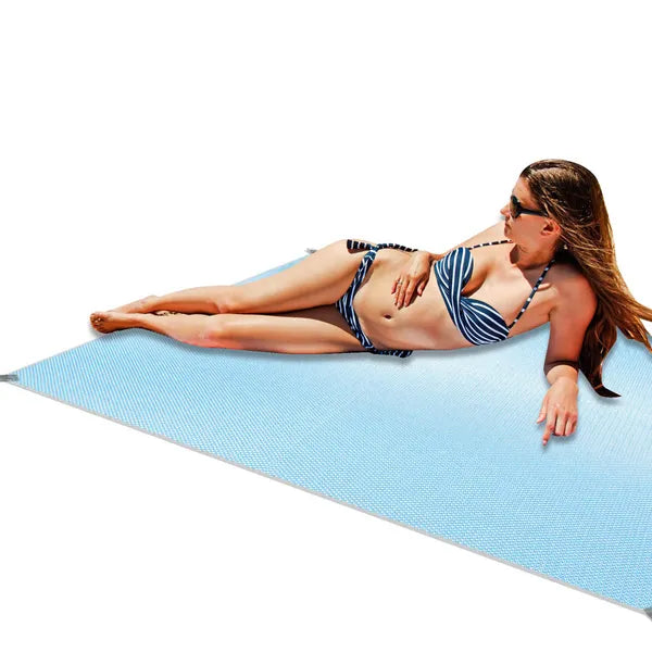 Homokmentes XXL strandtakaró 200×200 cm – kék poliészter