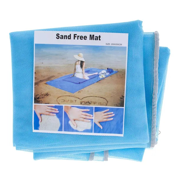 Homokmentes XXL strandtakaró 200×200 cm – kék poliészter