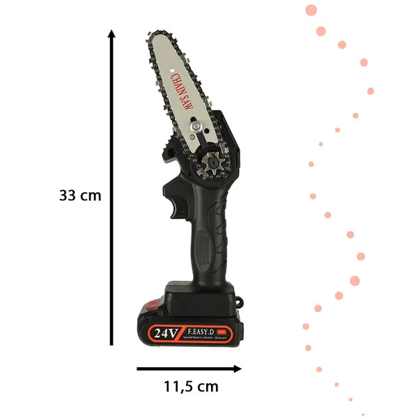 Mini akkumulátoros láncfűrész 21 V-os 3000 mAh, hordkofferral