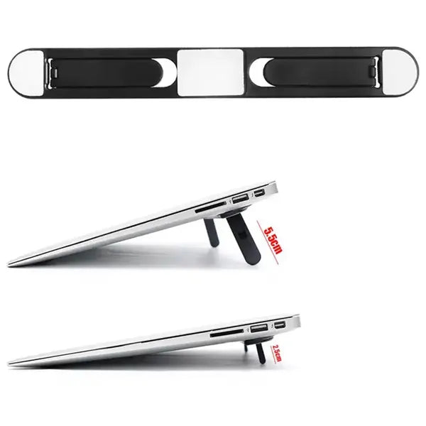Összecsukható fehér műanyag laptopállvány, 2 szintes dőlésszög, 22 cm