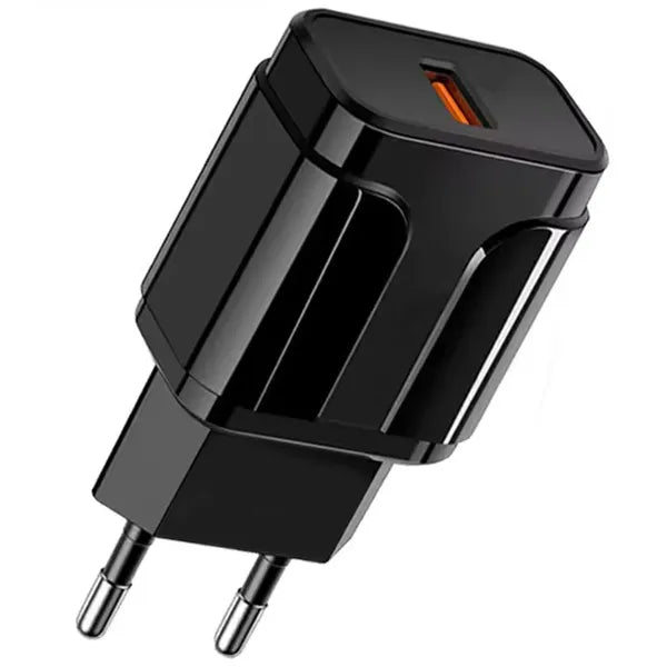 USB-A gyorstöltő QC 3.0, 18 W, fali hálózati adapter, fekete