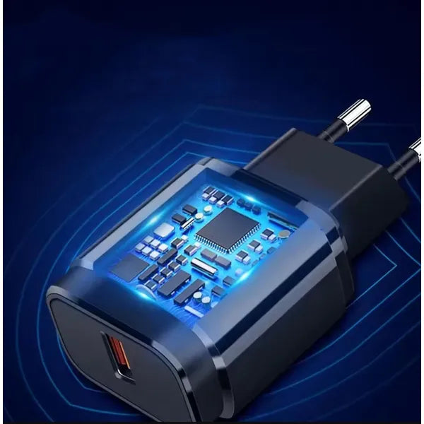 USB-A gyorstöltő QC 3.0, 18 W, fali hálózati adapter, fekete