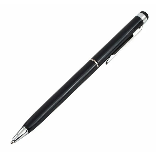 Kapacitív érintőceruza + golyóstoll, fém, 13,5 cm, fekete tinta