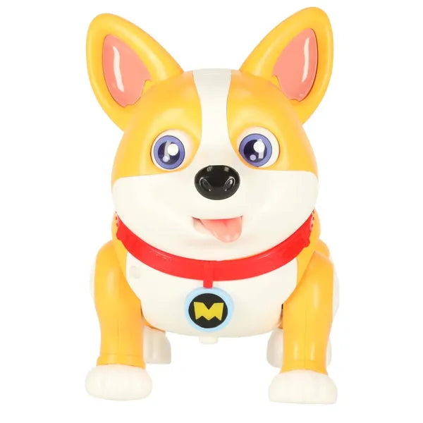 Interaktív corgi robotkutya világító fülekkel és zenével, 20 cm