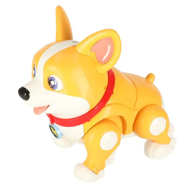 Interaktív corgi robotkutya világító fülekkel és zenével, 20 cm