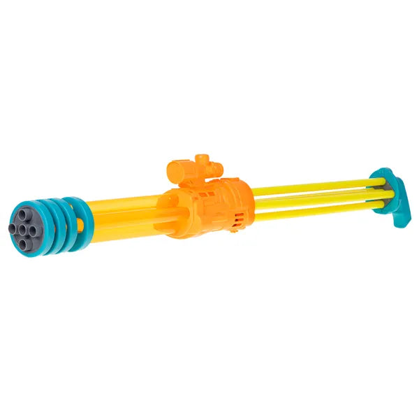 Vízipisztoly 56 cm, sárga, 4 tartályos pumpás hűsítő játék