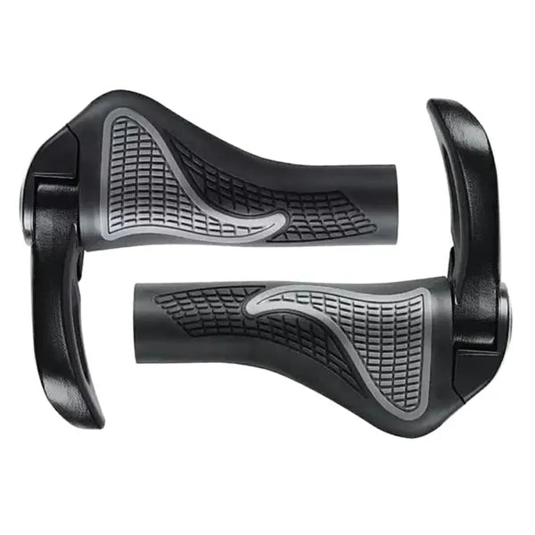 Ergonomikus kerékpár kormánymarkolat alumínium szarvval, 22 mm, fekete