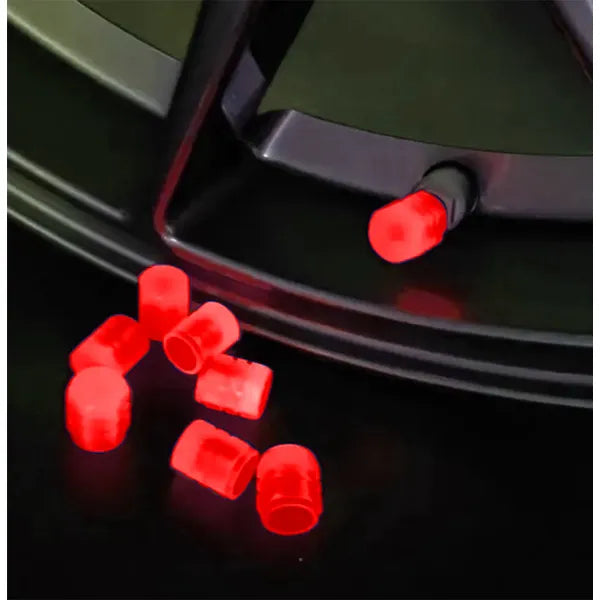 Autós piros fluoreszkáló szelepsapka készlet, 2 db (PP, 1,7×1,3 cm)