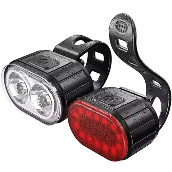 LED kerékpár lámpa szett első-hátsó, USB-tölthető, 300 lm, IPX4