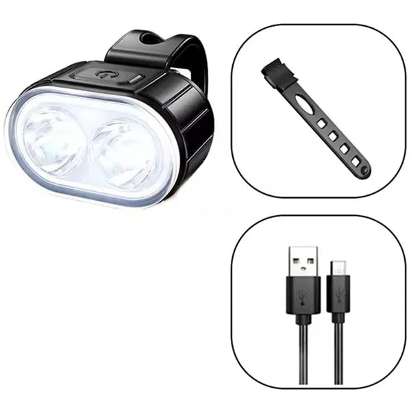 LED kerékpár lámpa szett első-hátsó, USB-tölthető, 300 lm, IPX4