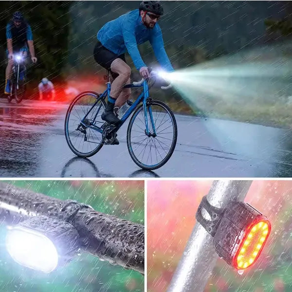 LED kerékpár lámpa szett első-hátsó, USB-tölthető, 300 lm, IPX4
