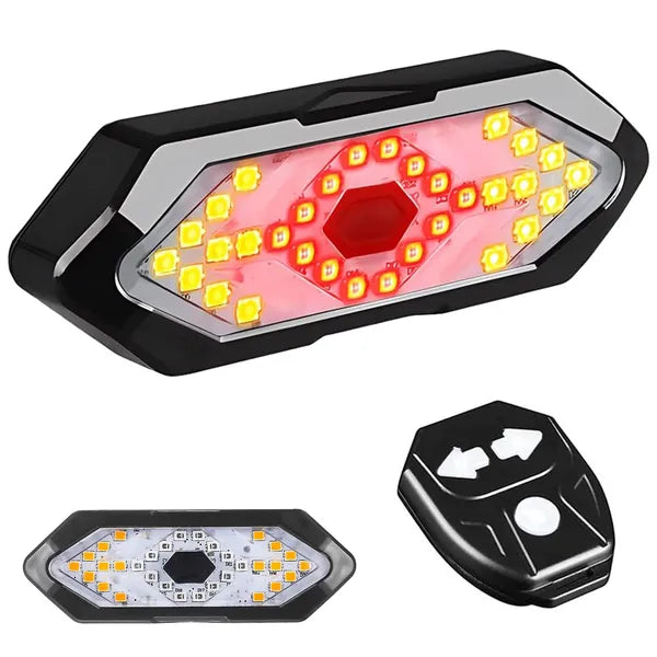 LED kerékpár irányjelző szett hátsó lámpával, USB-s tölthető, IPX4