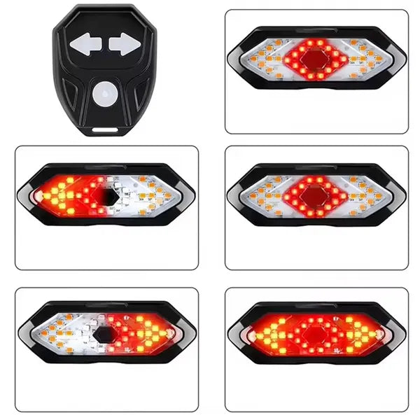 LED kerékpár irányjelző szett hátsó lámpával, USB-s tölthető, IPX4