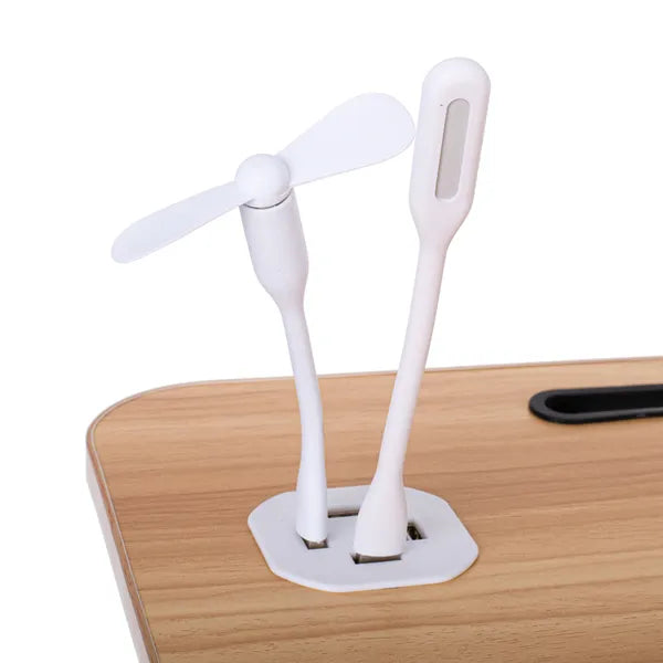 Összecsukható ágyasztal laptophoz USB panellel, MDF lap, 60×40 cm