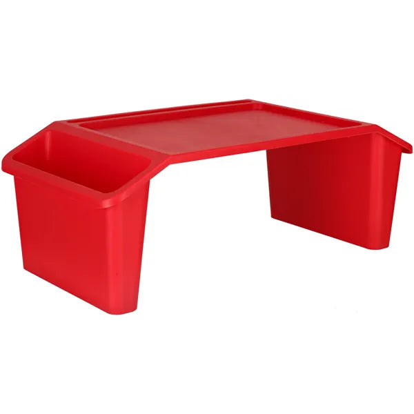 Piros hordozható laptopasztal oldalzsebekkel 57×30×21 cm