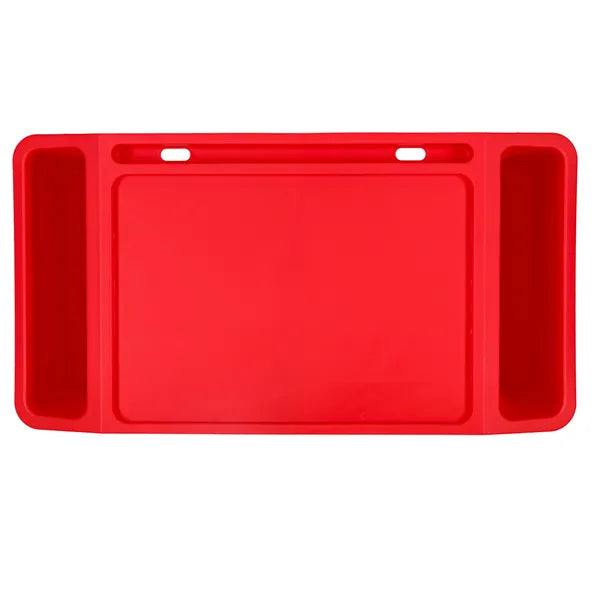 Piros hordozható laptopasztal oldalzsebekkel 57×30×21 cm