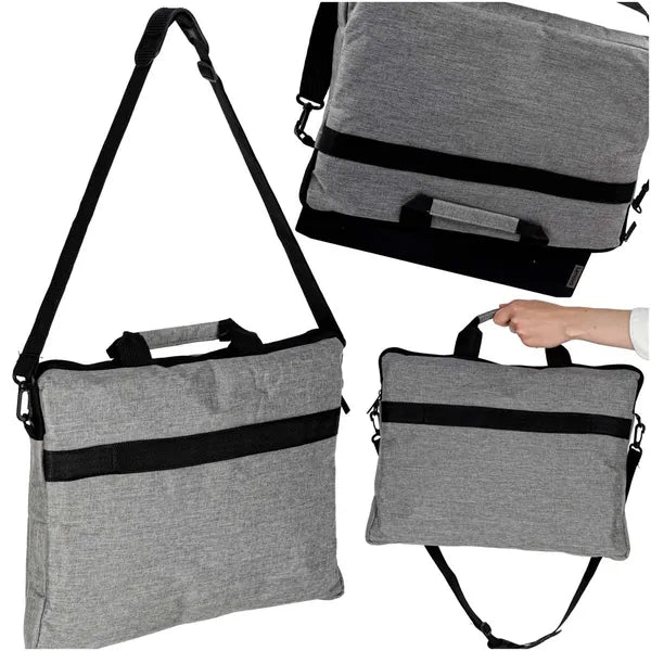15,6" szürke laptop táska Oxford anyagból, vállpánttal, 40×30 cm