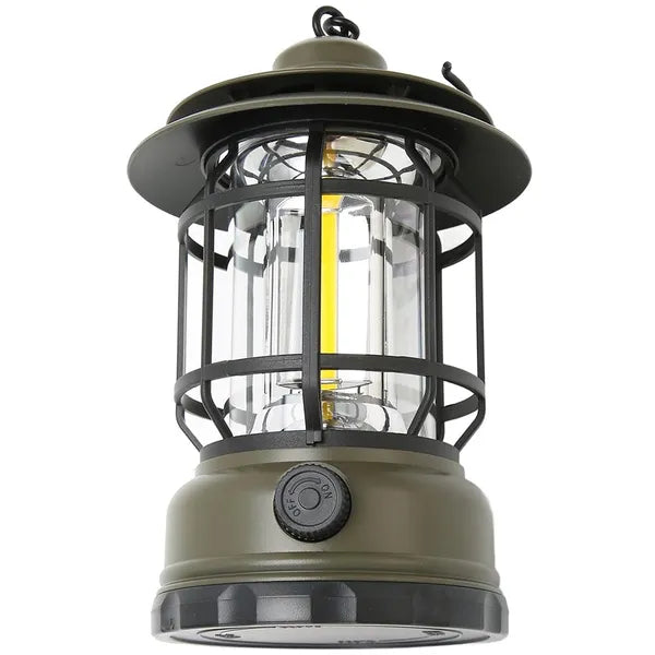 Akkus retró LED kemping lámpa, USB töltés, 800 lm, zöld