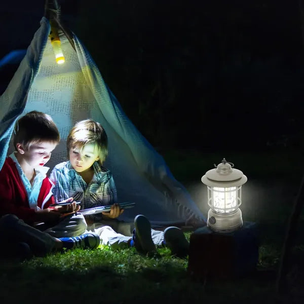 Akkus retró LED kemping lámpa, USB töltés, 800 lm, zöld